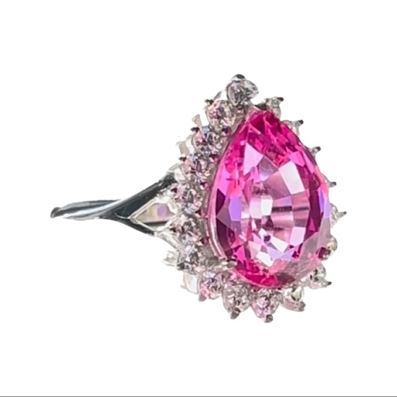 Pink Sapphire Silver Ring - Picture 2 of 6